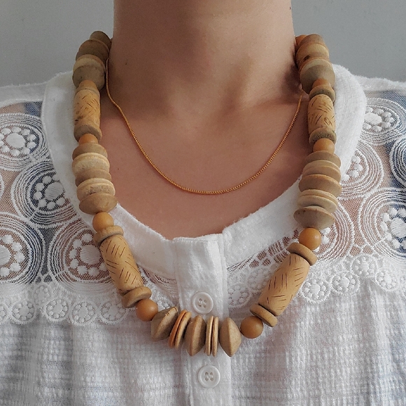 Jewelry - Natural Wood Beaded Necklace